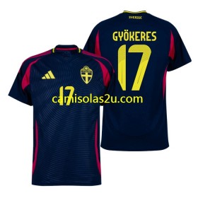 Camisolas de futebol Suécia Viktor Gyokeres 17 Equipamento Alternativa 2024 Manga Curta